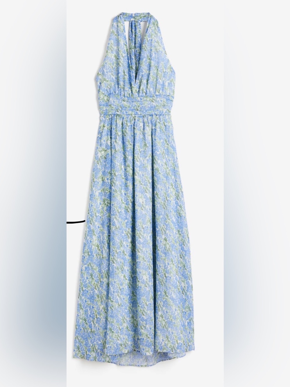 H&M Blue and Green Floral Halter Maxi Dress